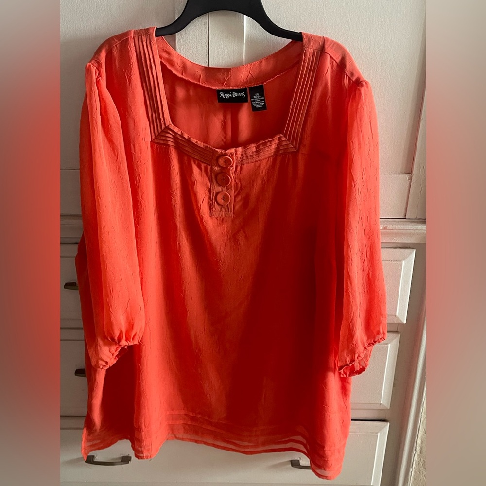 Maggie Barnes Vibrant Orange Blouse
